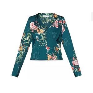 BCBGeneration Long Sleeve Pintuck Floral‎ Blouse Womens Small1